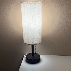 Modern Black Table Lamp with Cream Shade